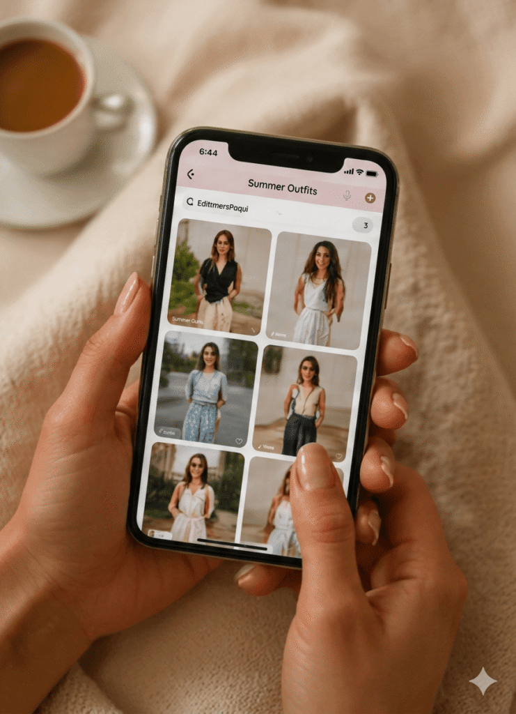 A smartphone displaying what appears to be an image gallery or mood board application.