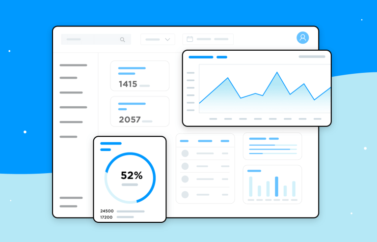 A modern digital interface showing landing page user experience design and conversion analytics.
